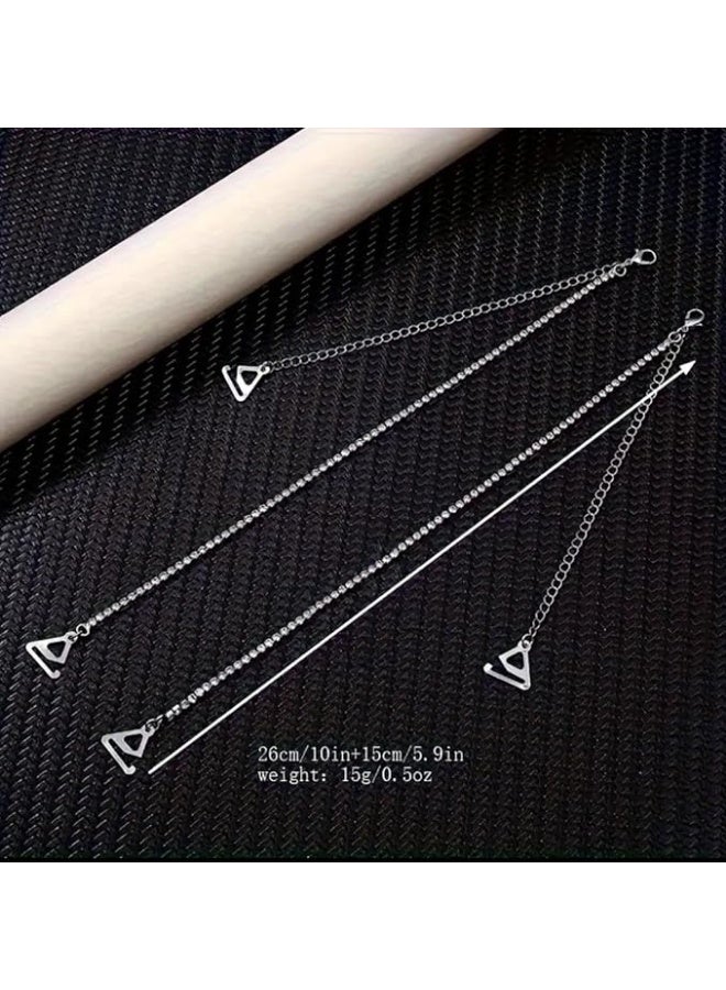 Glamroot Rhinestone Bra Strap Adjustable Off Shoulder Non Slip Lingerie Accessories for Women Tops Dress, 1 Pair, Silver - Image 4